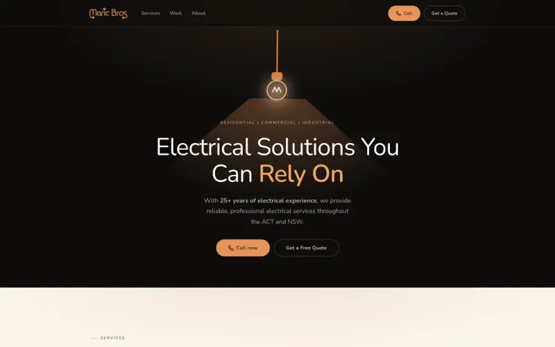 Maric Brothers Electrical website preview