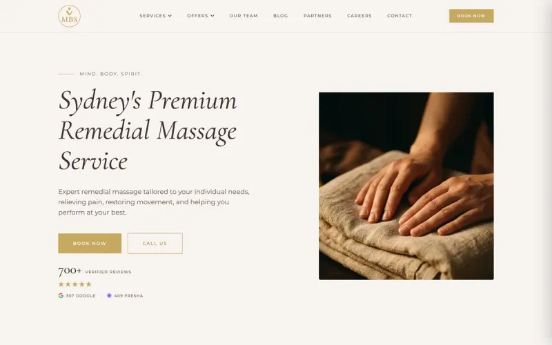 MBS Remedial Massage website preview